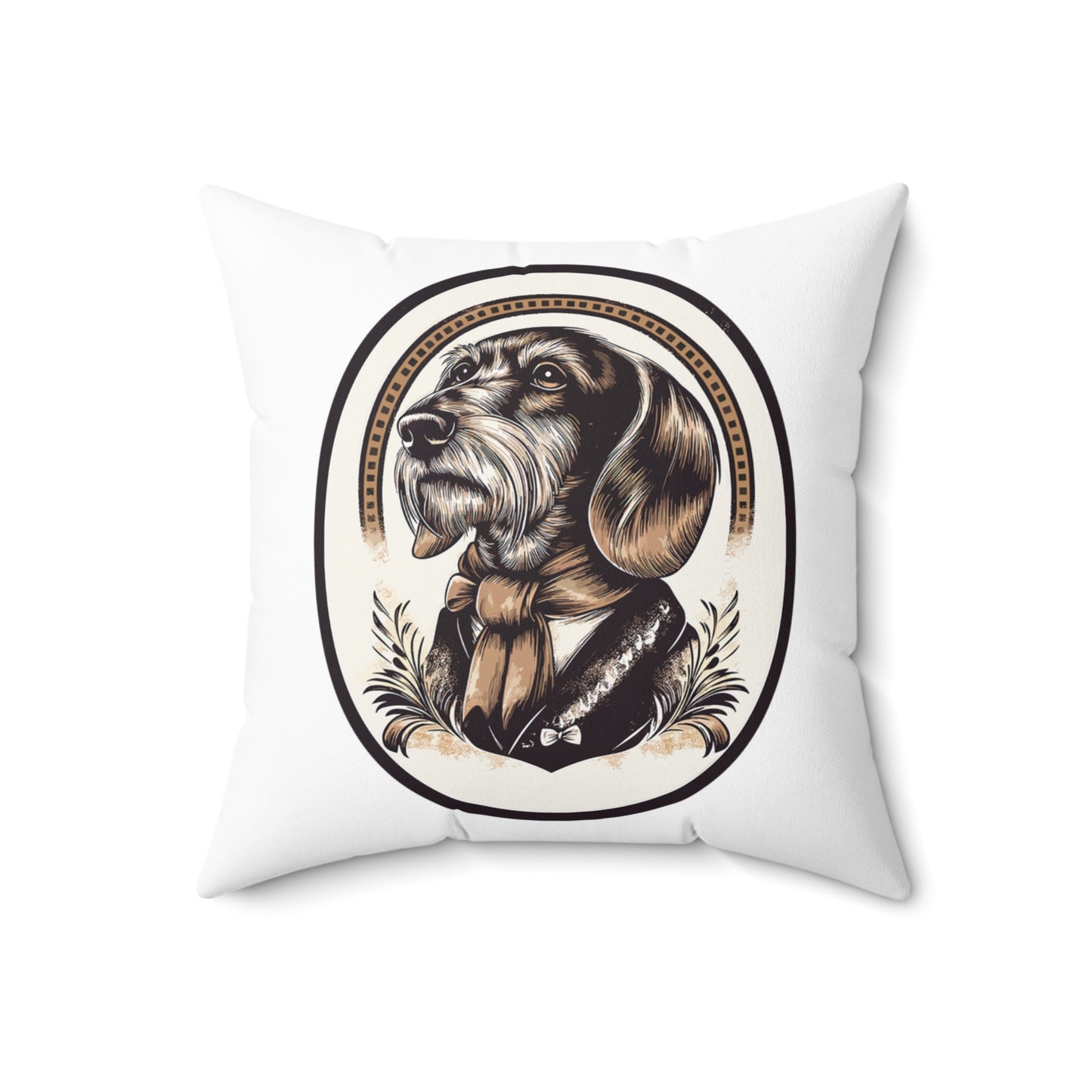 "Distinguished Gentlemen" Wire-Haired Dachshund Square Throw Pillow