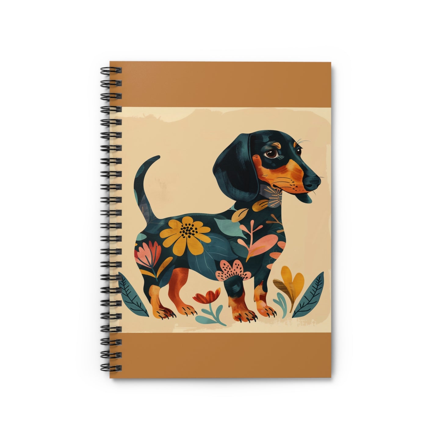 "Pretty" Black & Tan Smooth-Haired Dachshund Ruled Line Spiral Notebook
