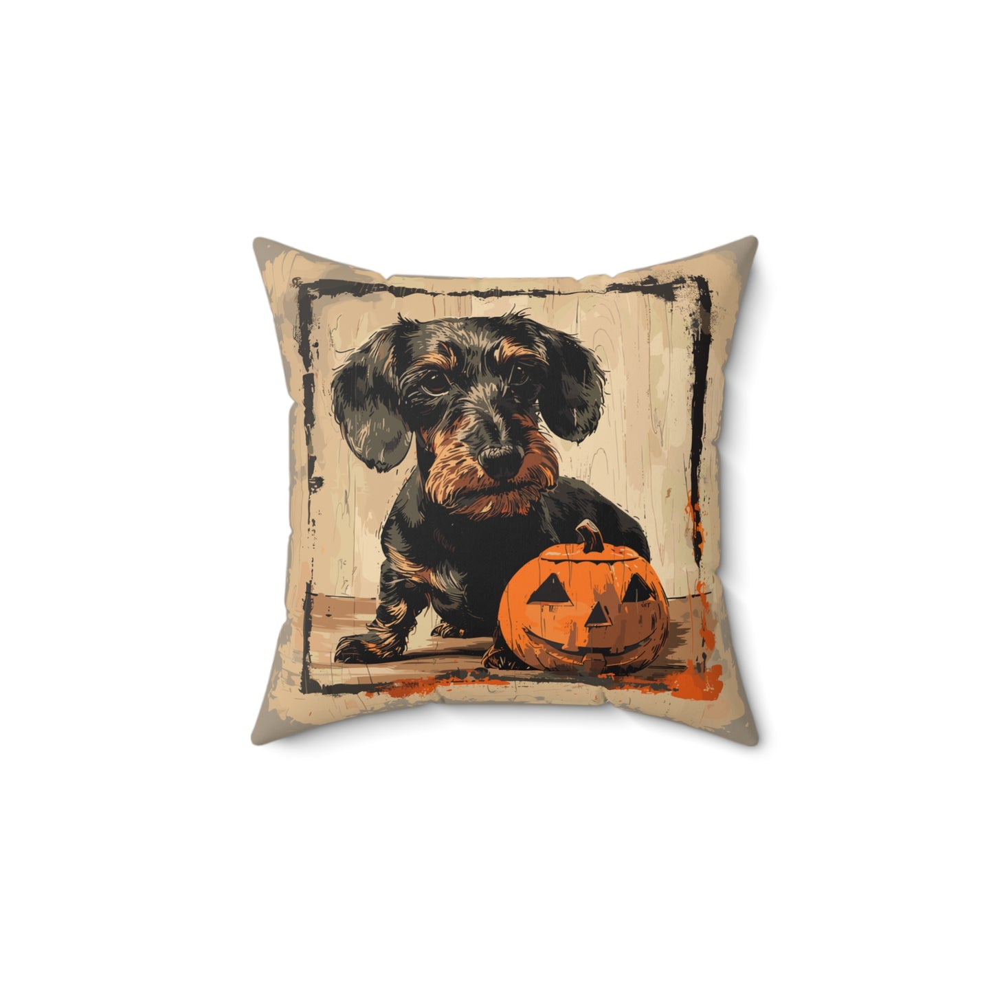 #32 Halloween Inspired Wire-Haired Dachshund Throw Pillow