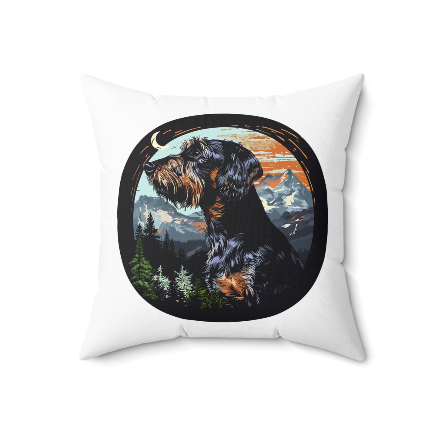 "Howl" Wire-Haired Dachshund Square Throw Pillow