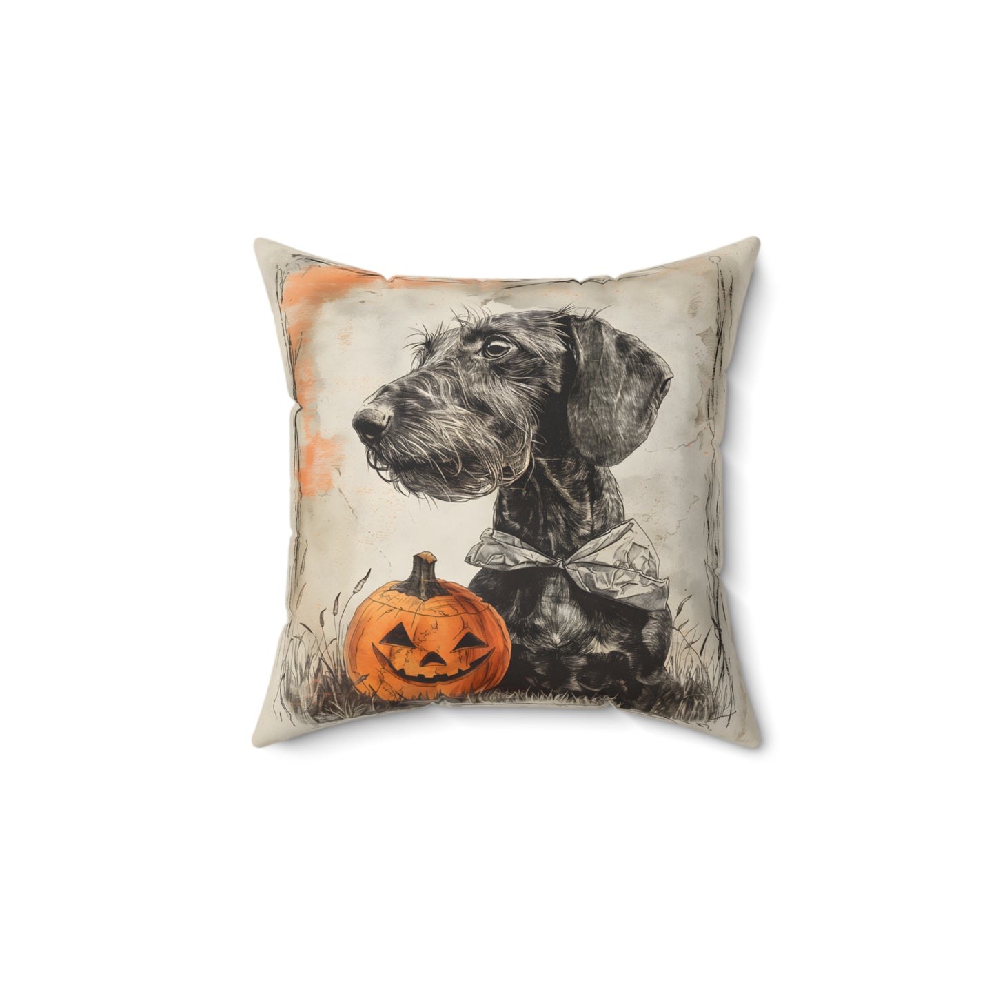 #30 Halloween Inspired Wire-Haired Dachshund Throw Pillow