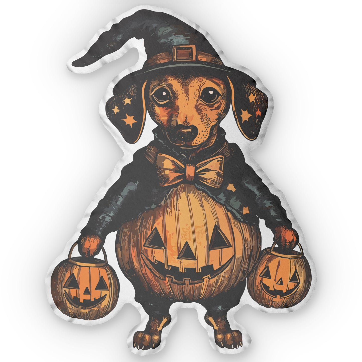 #9 Vintage Halloween Inspired Tan Smooth-Haired Dachshund Custom Shaped Pillow
