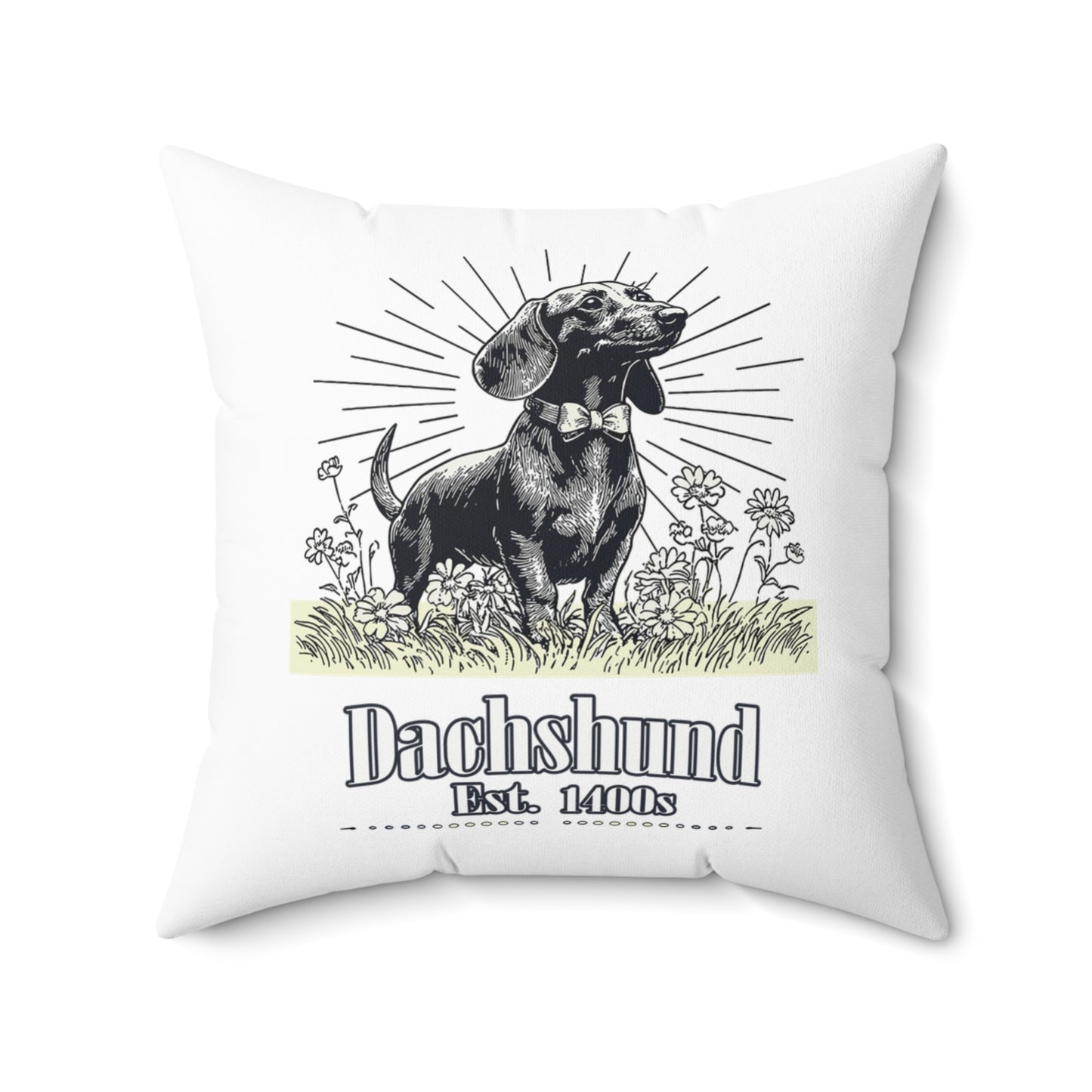 "Circa" Smooth-Haired Dachshund Square Throw Pillow