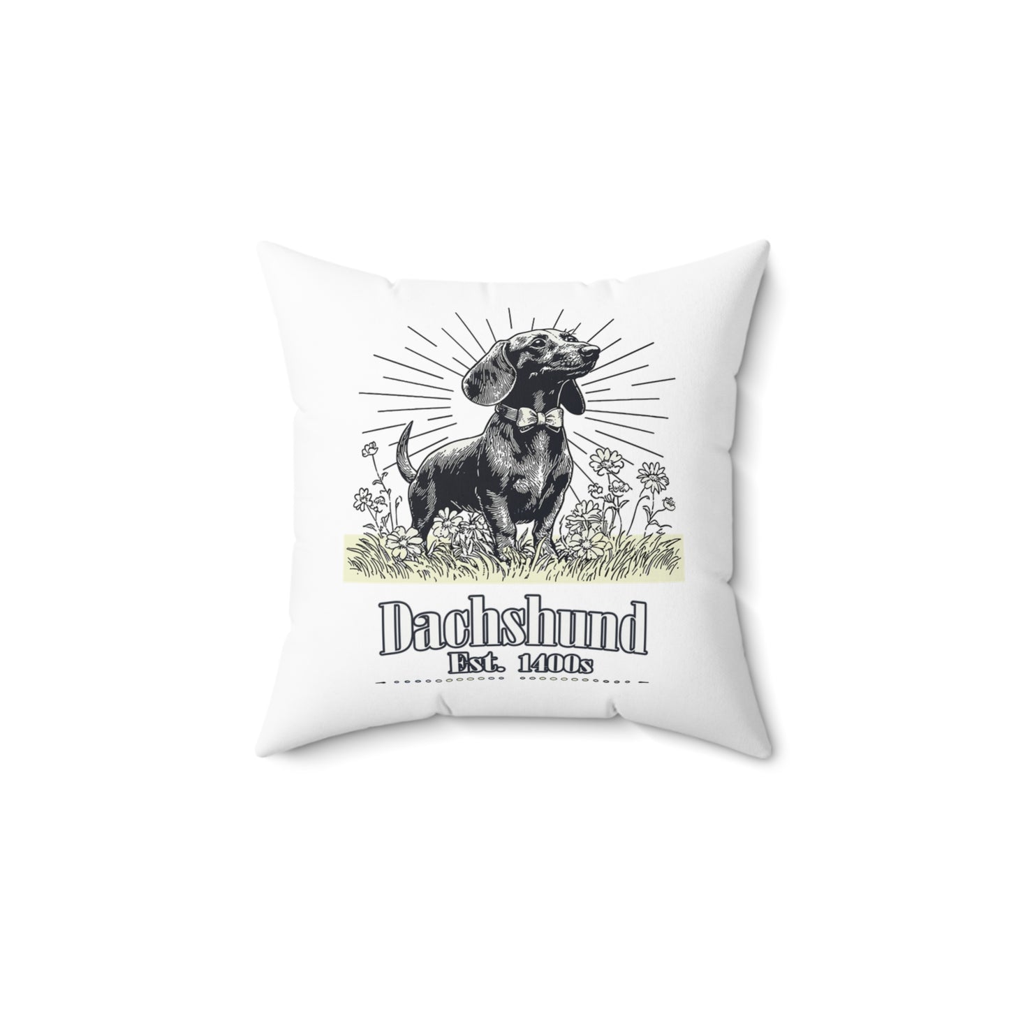 "Circa" Smooth-Haired Dachshund Square Throw Pillow