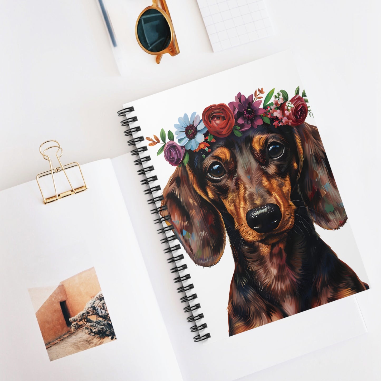 "Painted" Smooth-Haired Dachshund Ruled Line Spiral Notebook