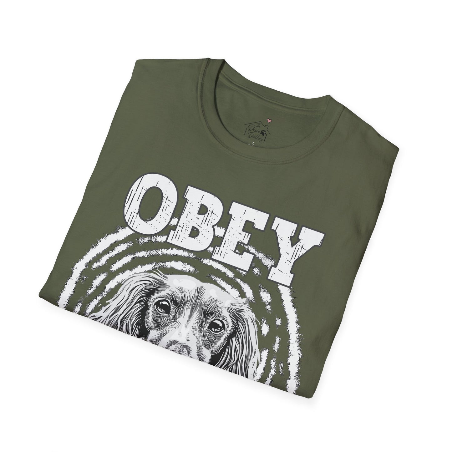 "Obey" Long-Haired Dachshund Unisex Softstyle T-Shirt
