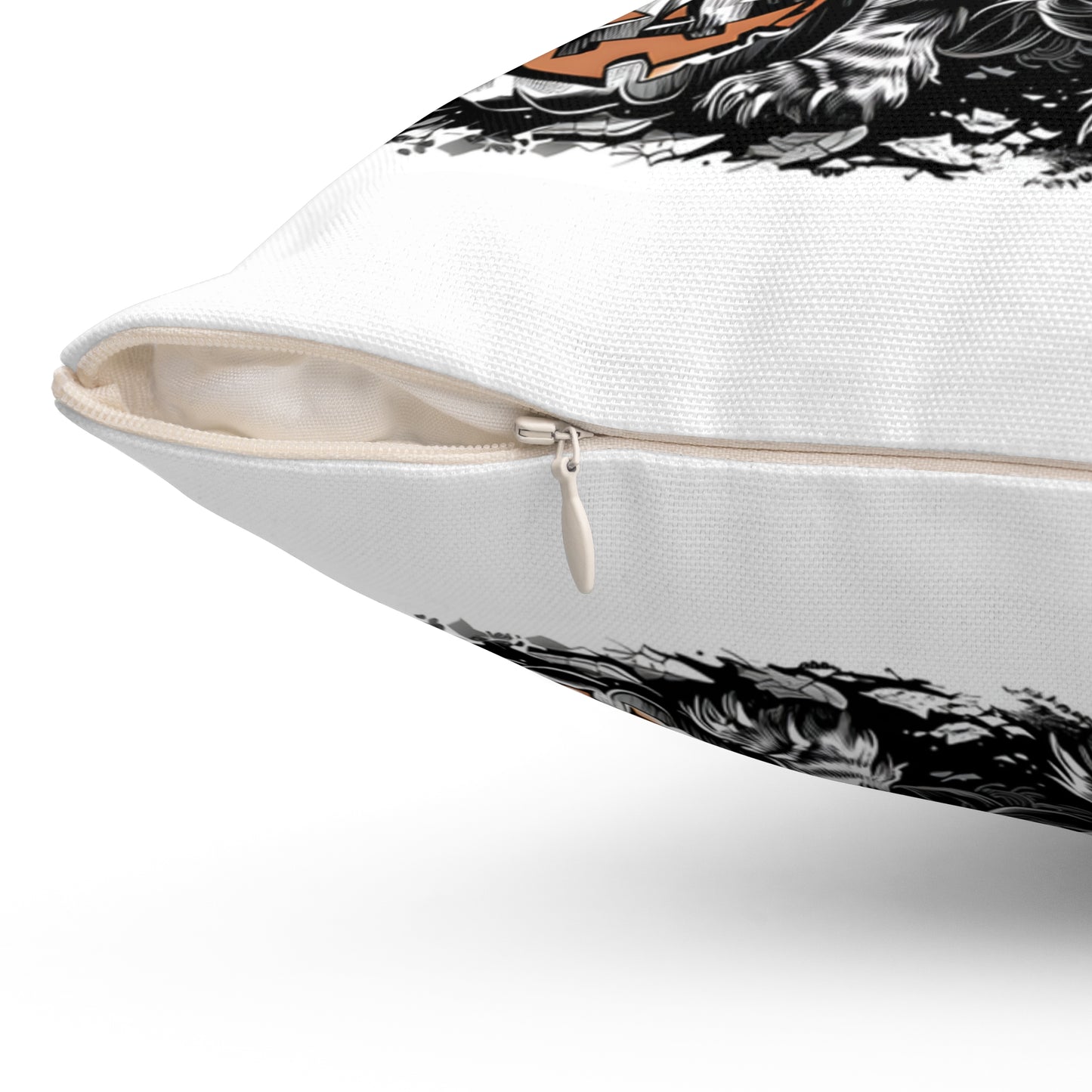 #13 Halloween Inspired Cream-Colored Long-Haired Dachshund Throw Pillow
