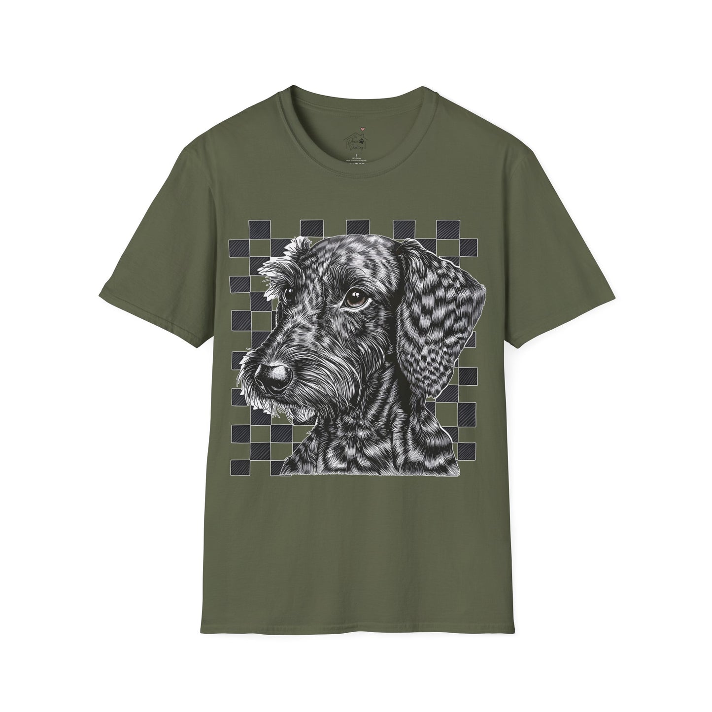 "Wired Check" Wire-Haired Dachshund Unisex Softstyle T-Shirt