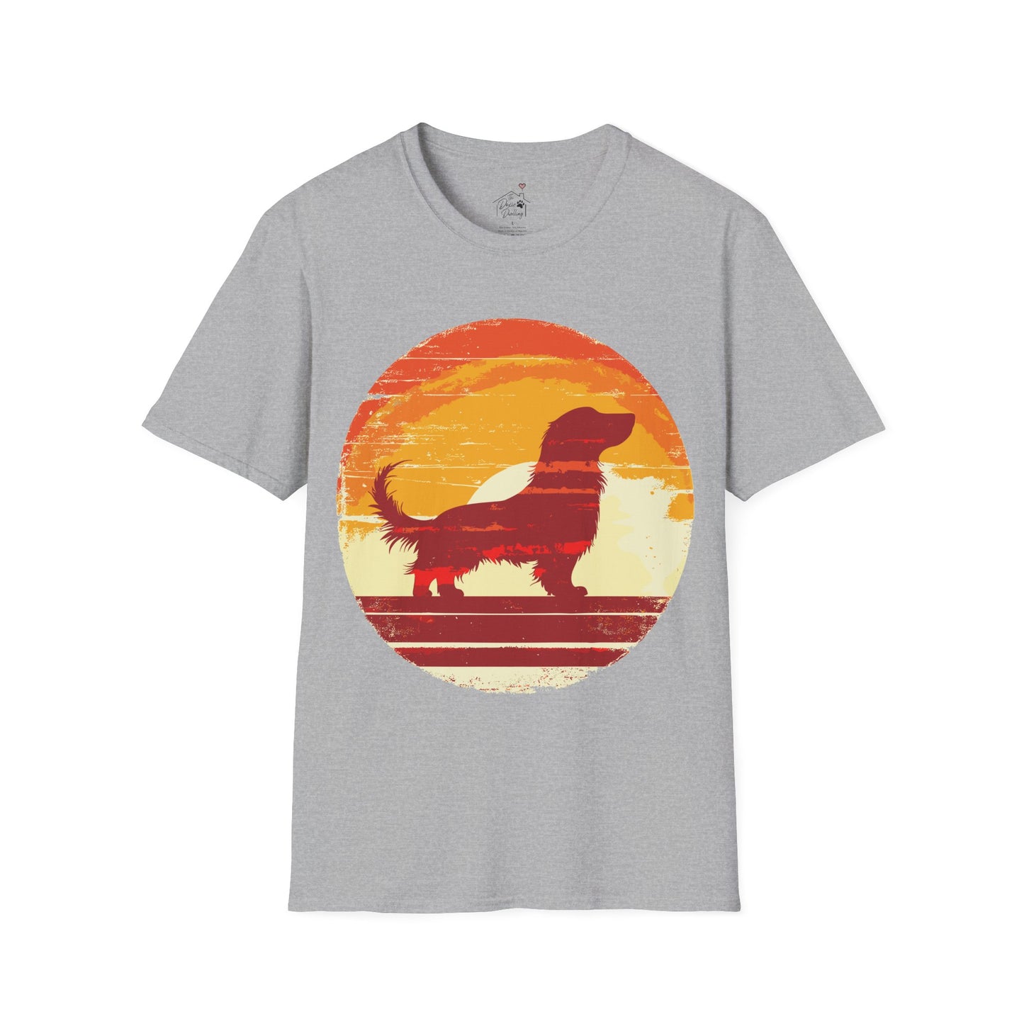 "Long Sunset" Long-Haired Dachshund Unisex Softstyle T-Shirt