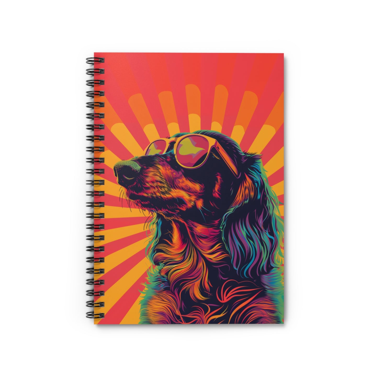 "Tricolor" Long-Haired Dachshund Ruled Line Spiral Notebook