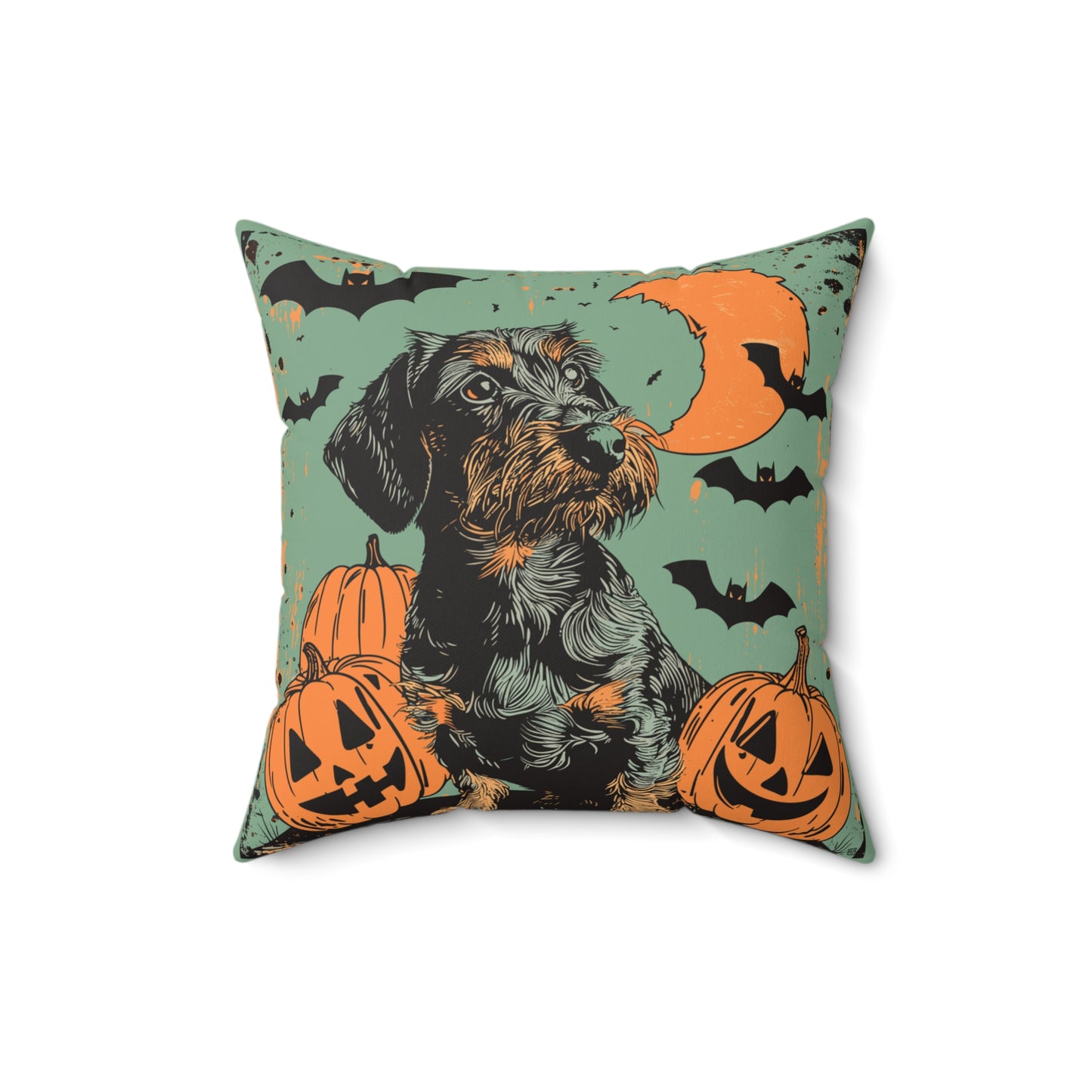 #33 Halloween Inspired Wire-Haired Dachshund Throw Pillow