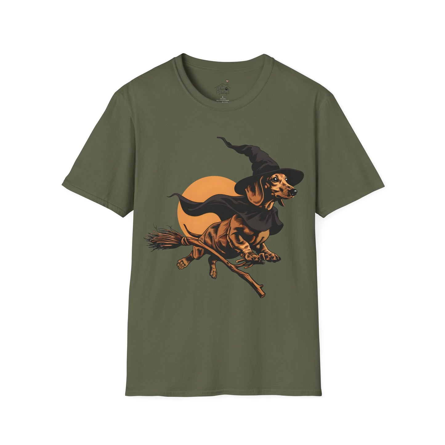 "Take Flight" Tan Smooth-Haired Dachshund Halloween Unisex Softstyle T-Shirt