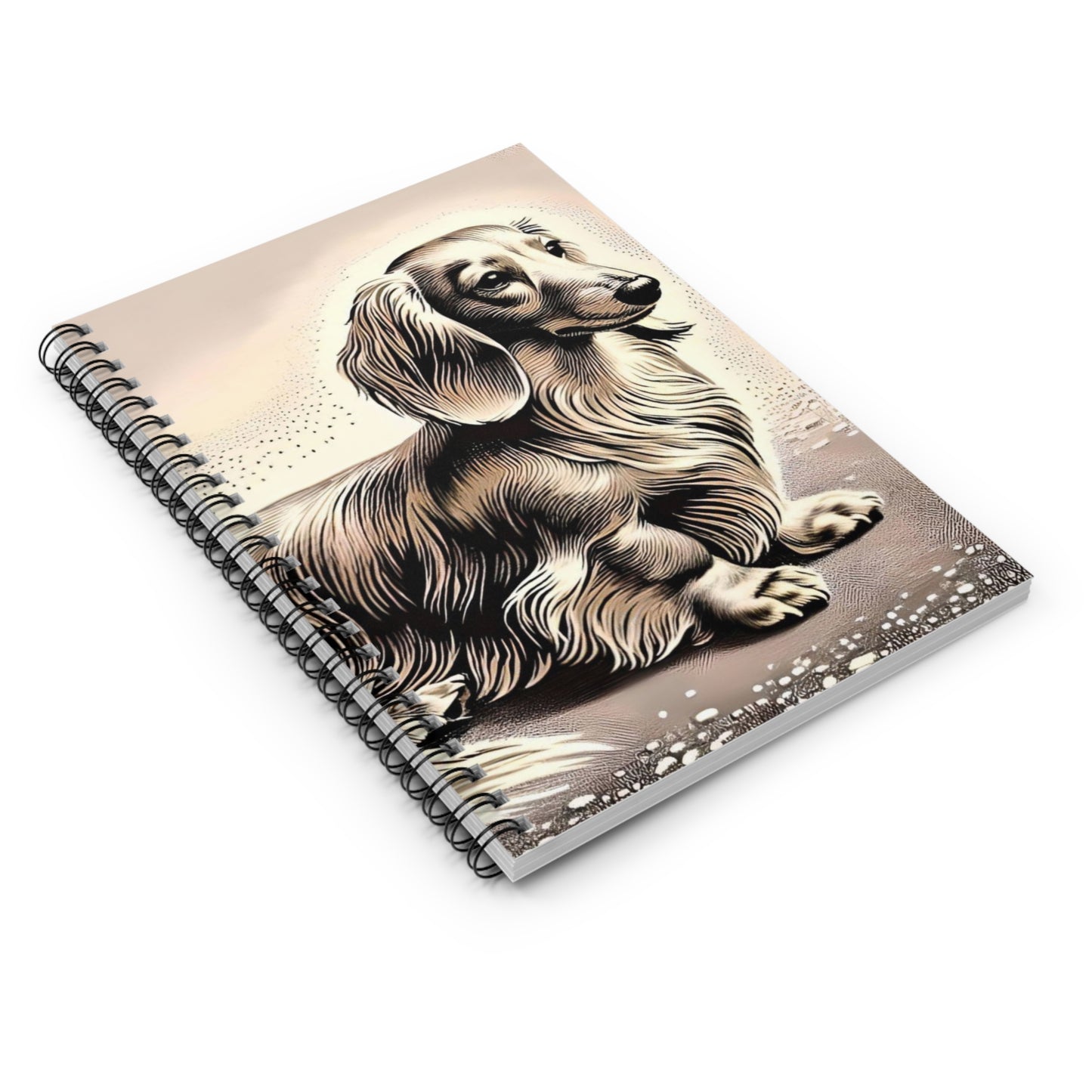 "Oatmeal" Cream-Colored Long-Haired Dachshund Ruled Line Spiral Notebook