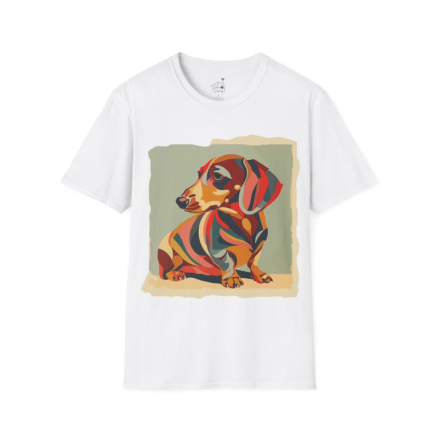 "Facet Hound" Tan Smooth-Haired Dachshund Unisex Softstyle T-Shirt