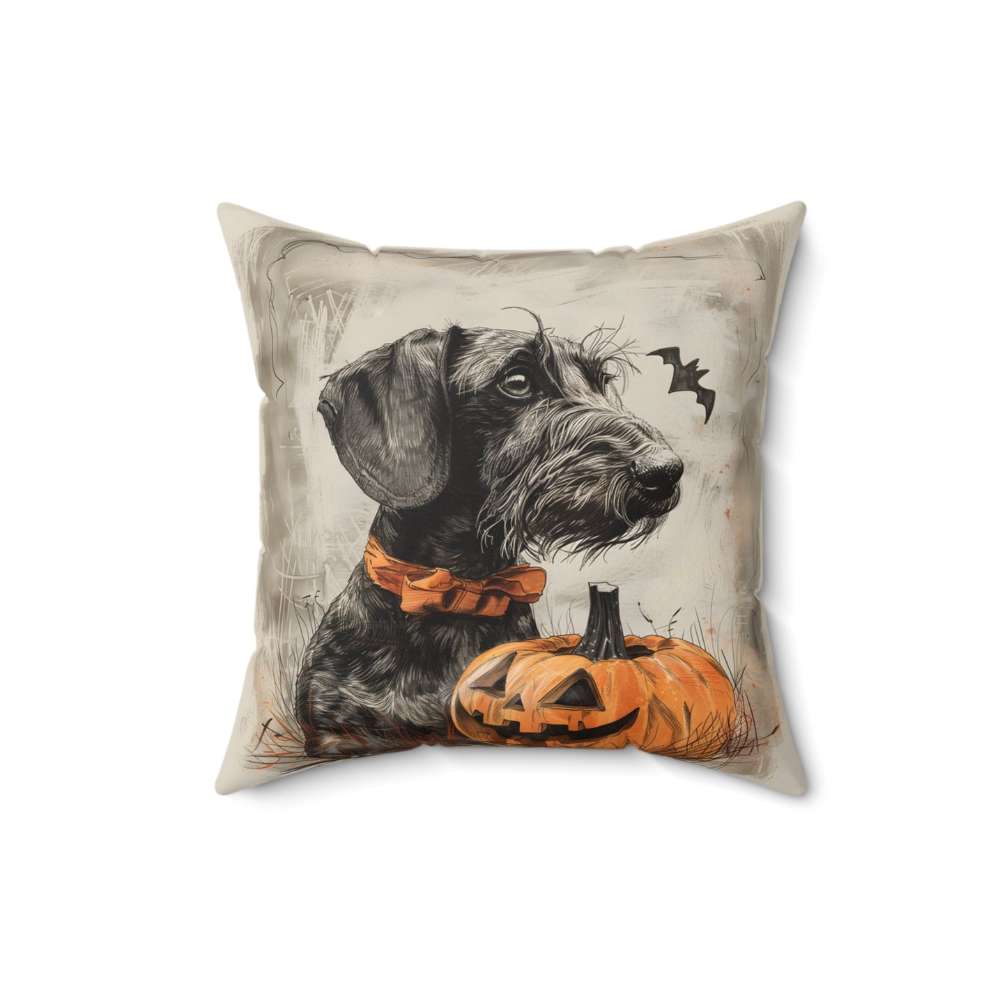#31 Halloween Inspired Wire-Haired Dachshund Throw Pillow