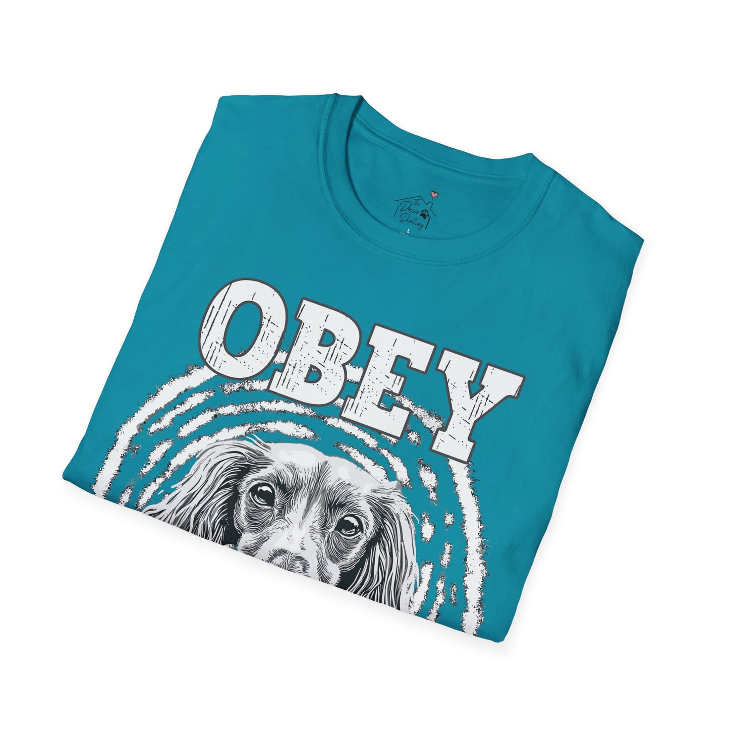 "Obey" Long-Haired Dachshund Unisex Softstyle T-Shirt