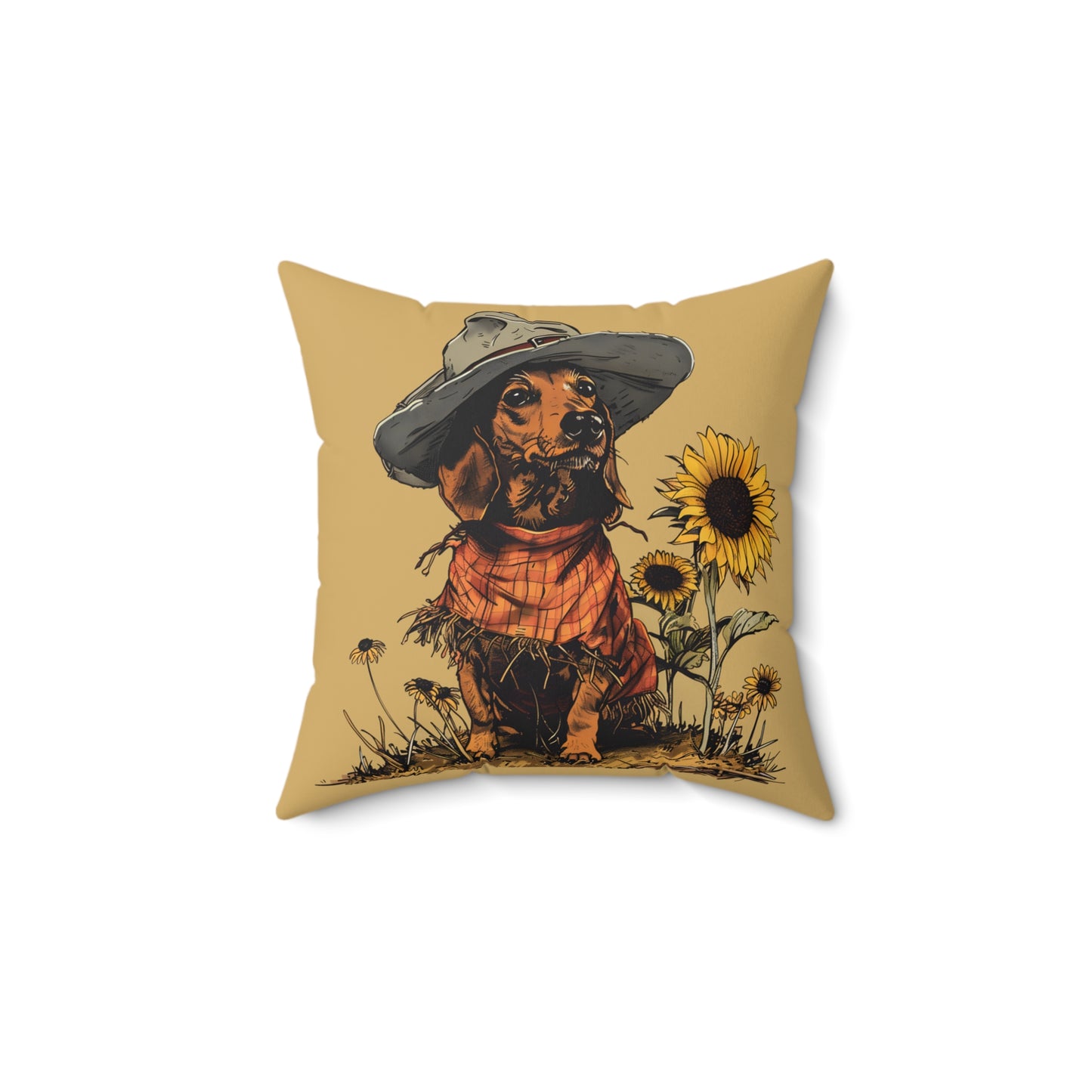 #7 Autumn Inspired Tan Smooth-Haired Dachshund Throw Pillow
