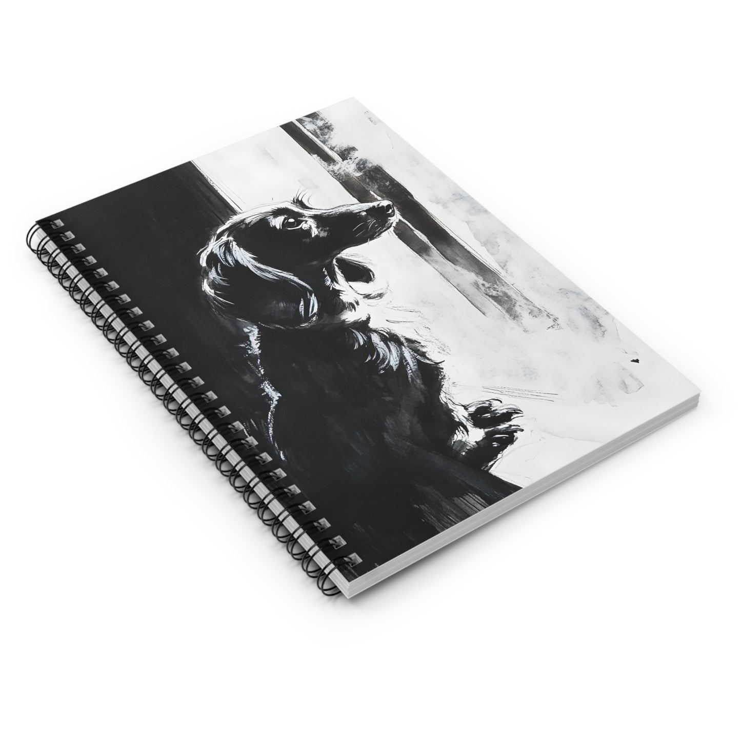 "Window Pane" Long-Haired Dachshund Ruled Line Spiral Notebook