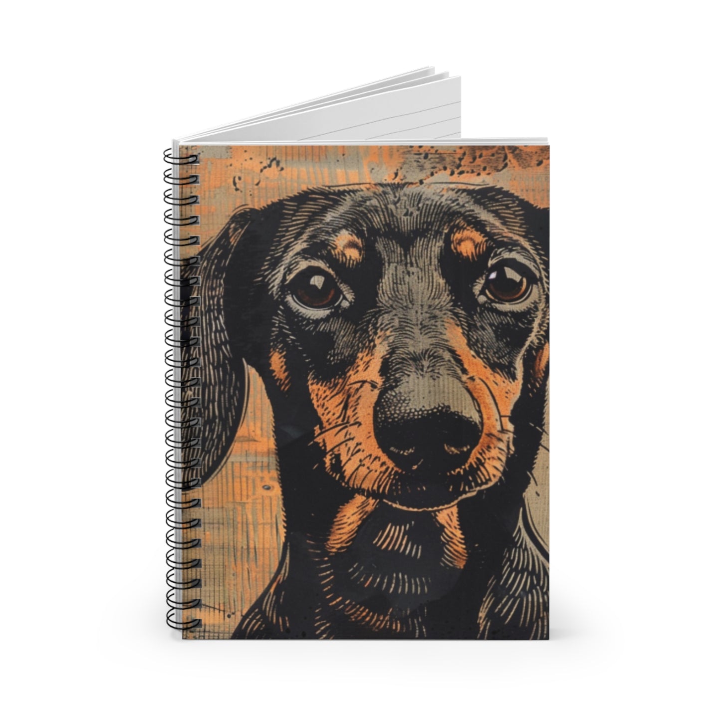 "Soulful" Black & Tan Smooth-Haired Dachshund Ruled Line Spiral Notebook