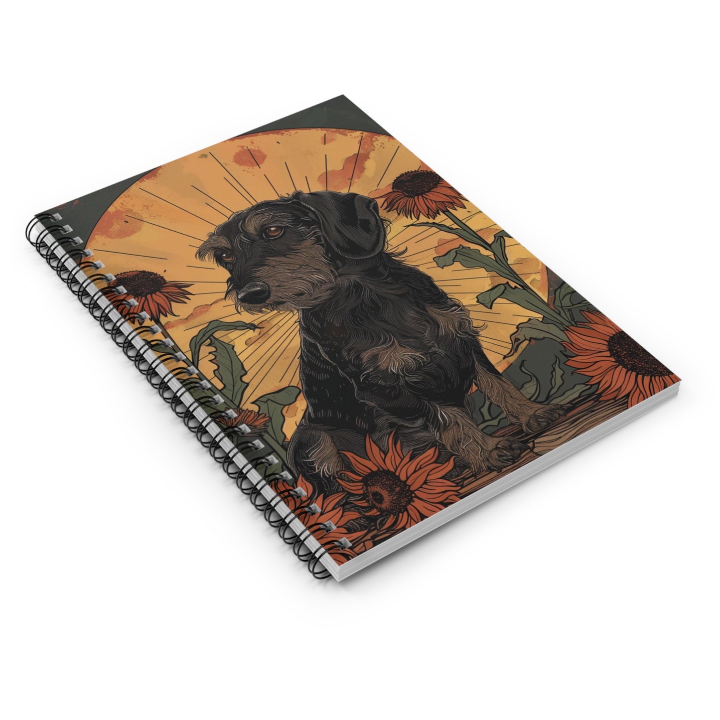 "Moody" Wire-Haired Dachshund Ruled Line Spiral Notebook