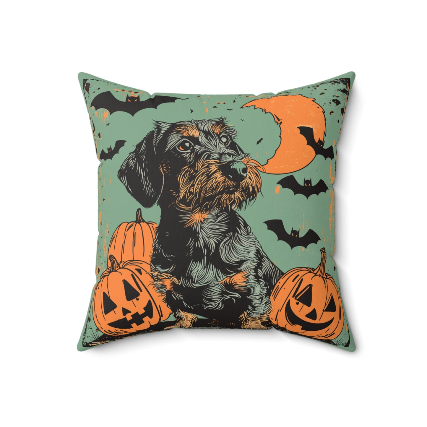 #33 Halloween Inspired Wire-Haired Dachshund Throw Pillow
