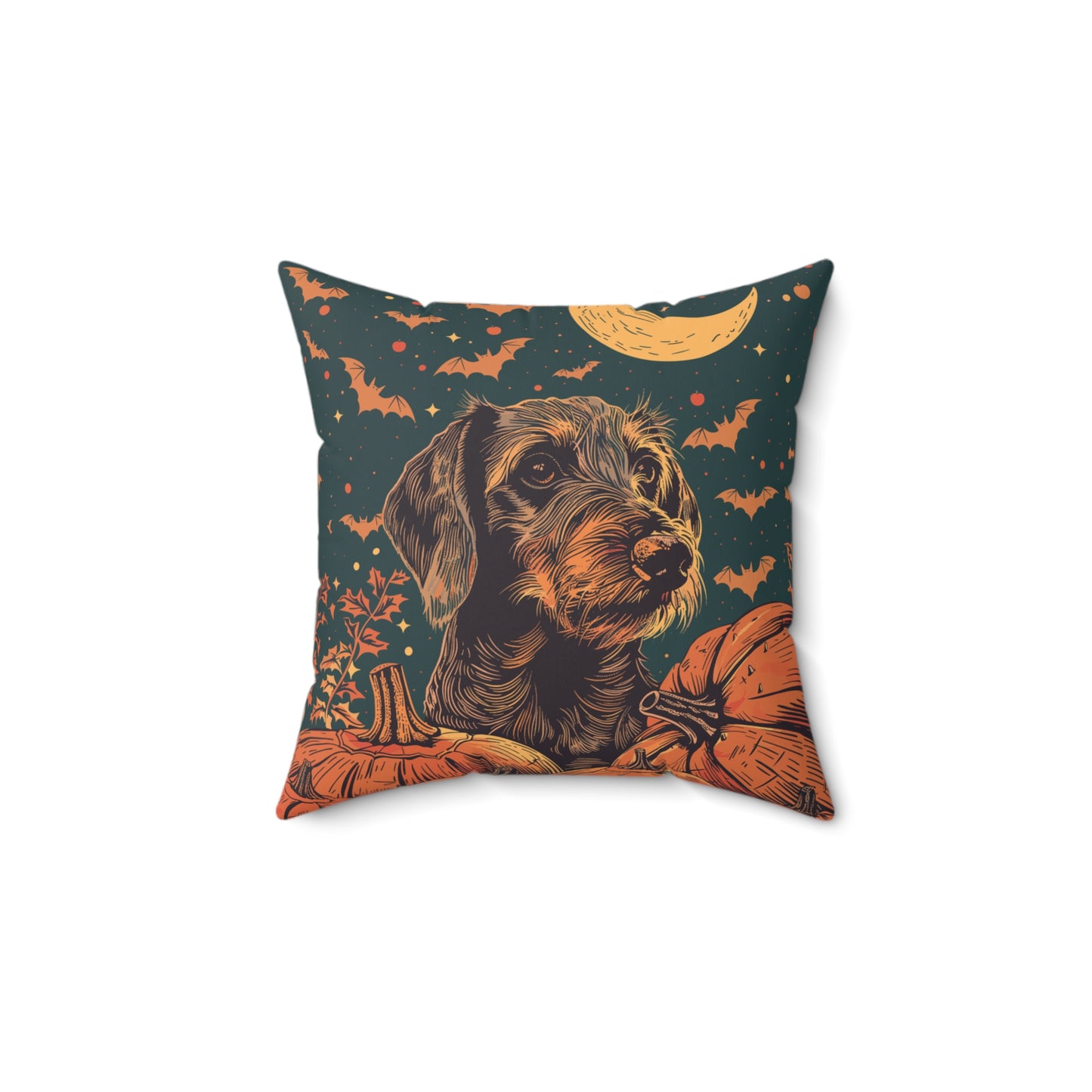 #28 Halloween Inspired Wire-Haired Dachshund Throw Pillow