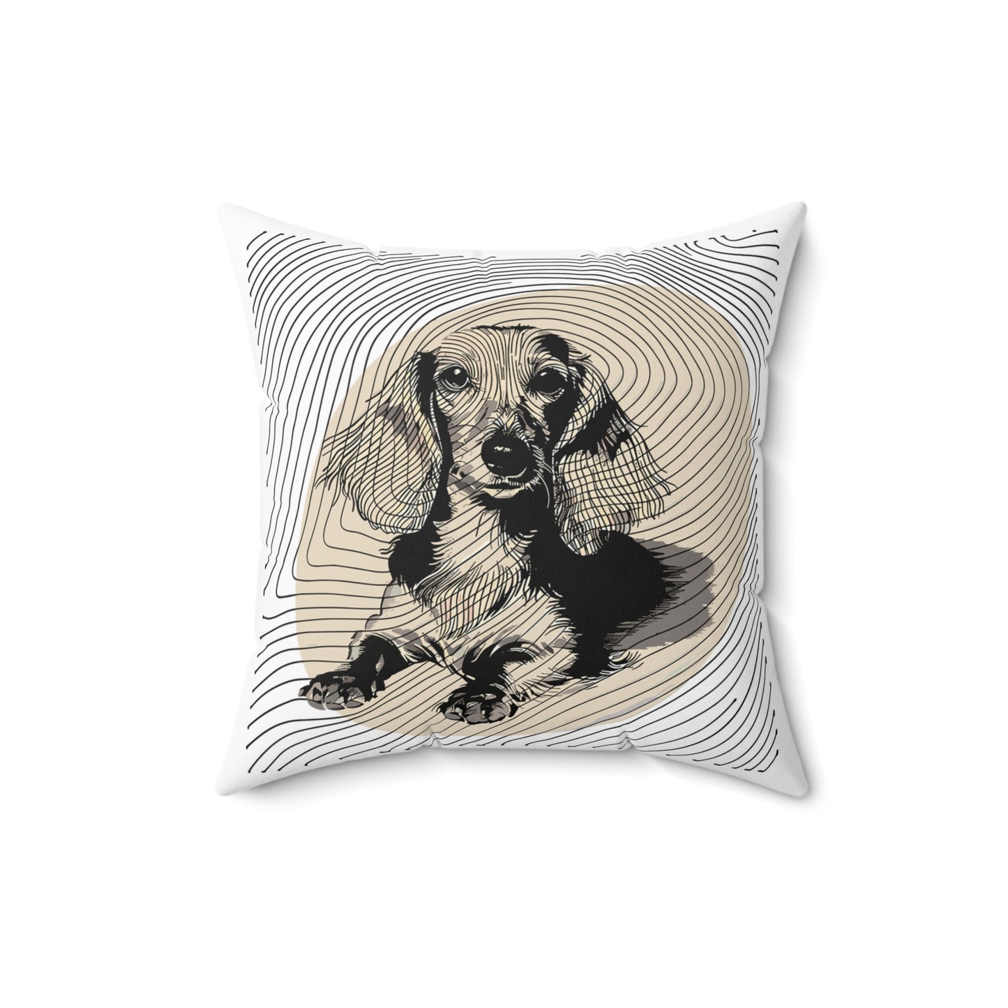 "Long Joy" Long-Haired Dachshund Square Throw Pillow
