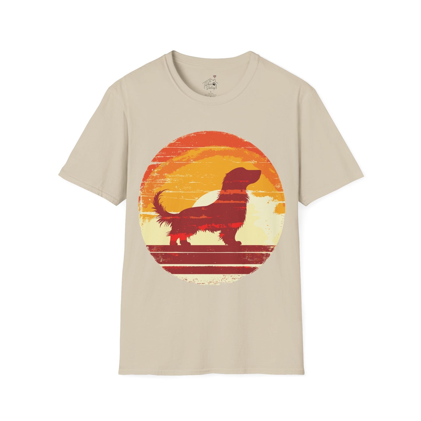 "Long Sunset" Long-Haired Dachshund Unisex Softstyle T-Shirt