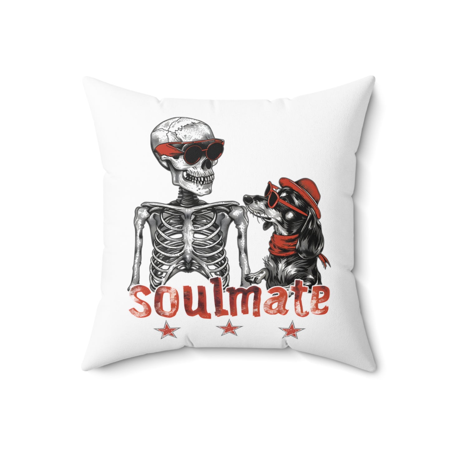"Soulmate Bros" Long-Haired Dachshund Square Throw Pillow