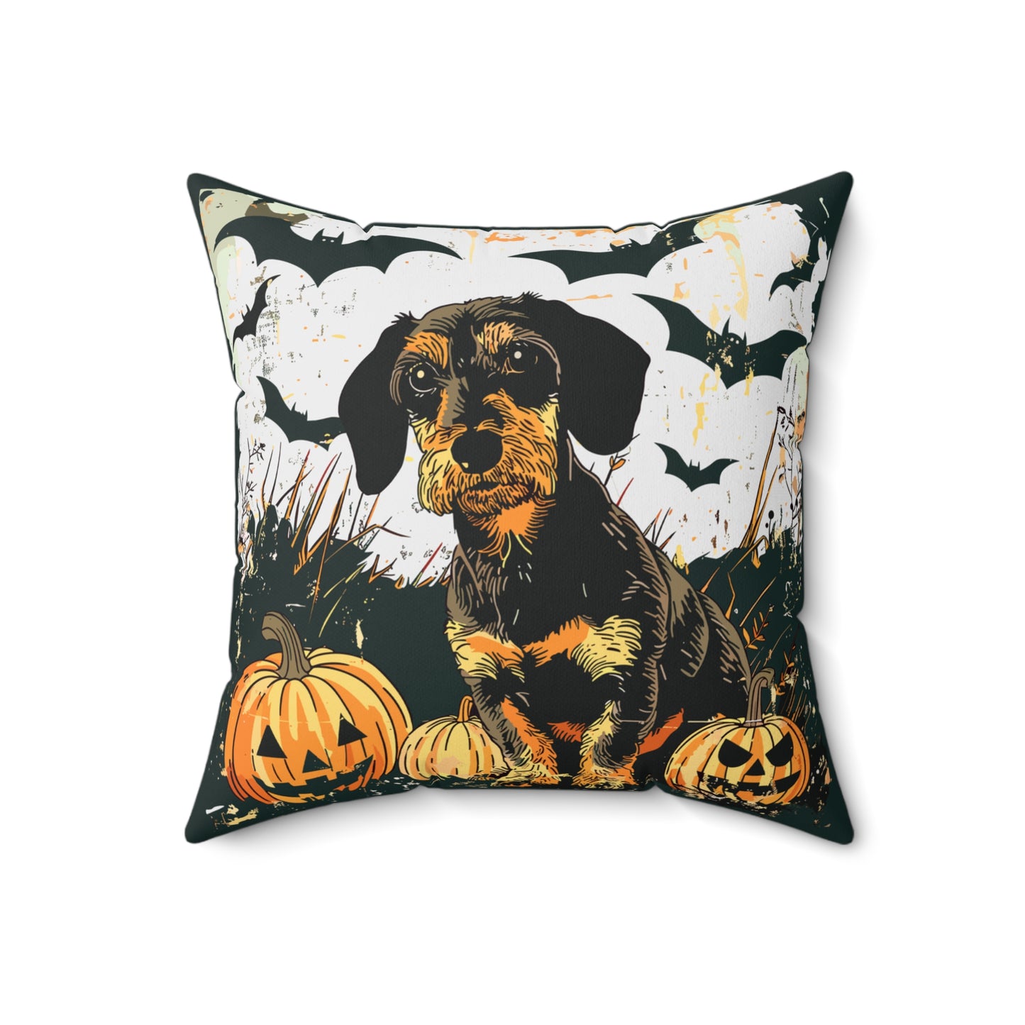 #27 Halloween Inspired Wire-Haired Dachshund Throw Pillow