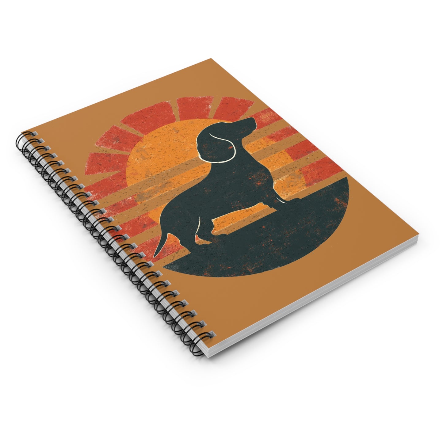 "Smooth Sunset" Smooth-Haired Dachshund Ruled Line Spiral Notebook