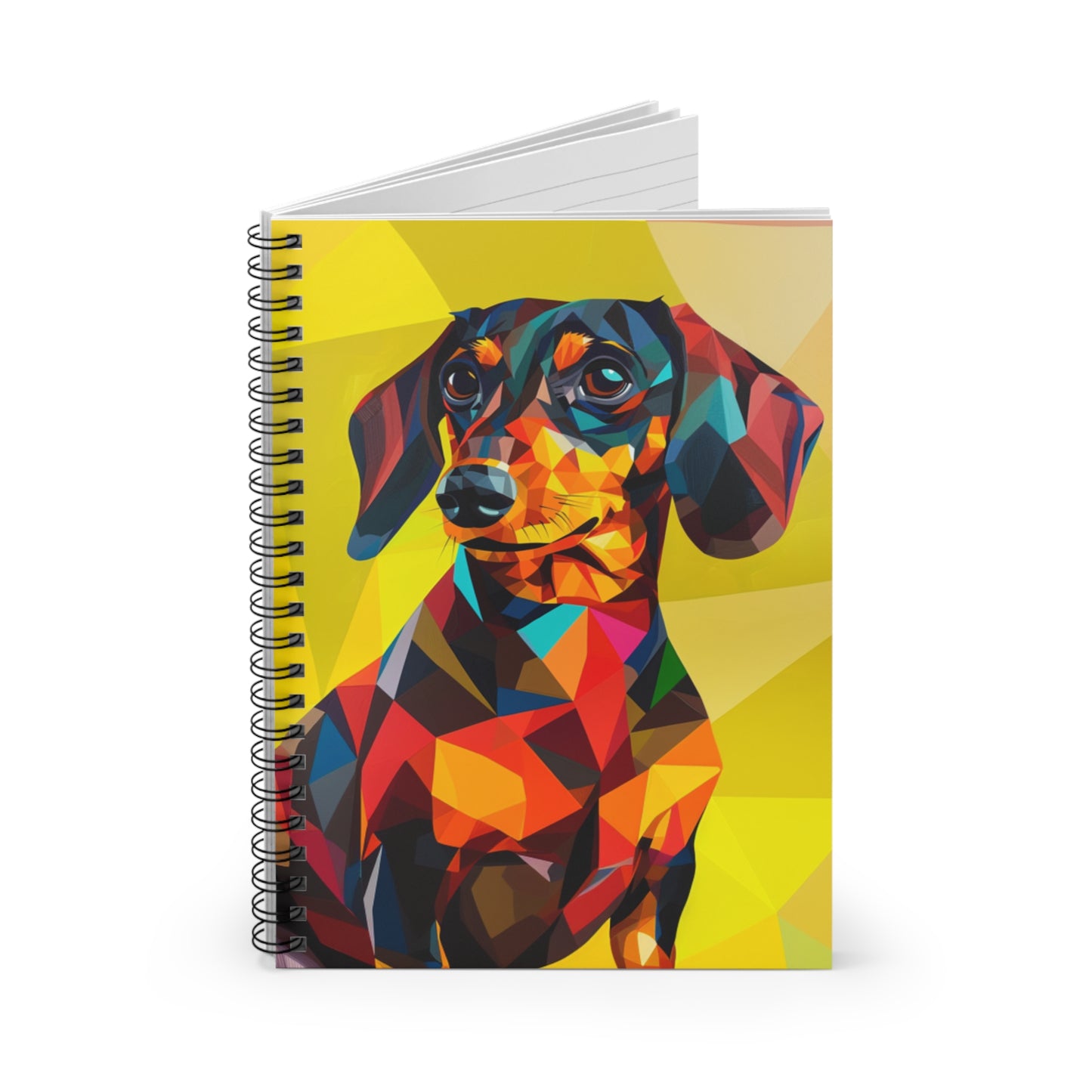 "Symmetrical Sausage" Black & Tan Dachshund Ruled Line Spiral Notebook