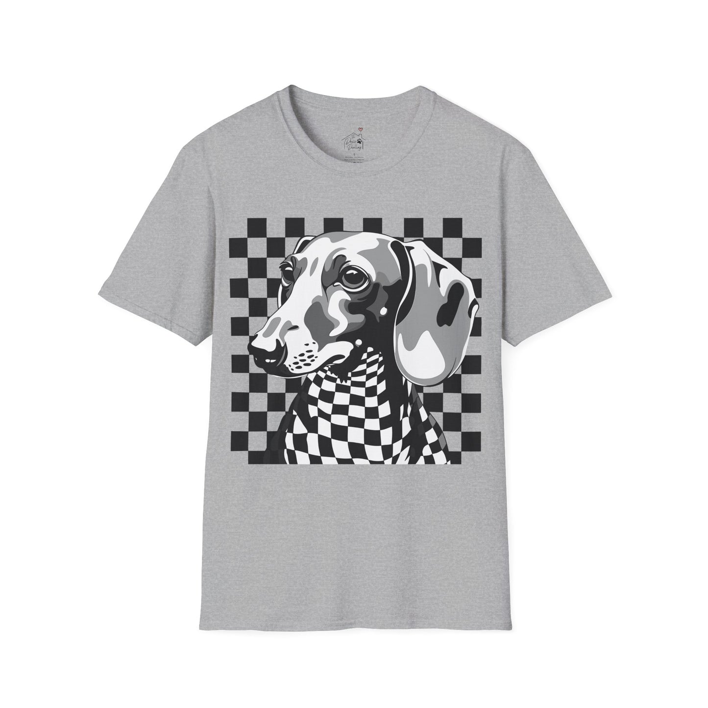 "Check, Please!" Tan Smooth-Haired Dachshund Unisex Softstyle T-Shirt