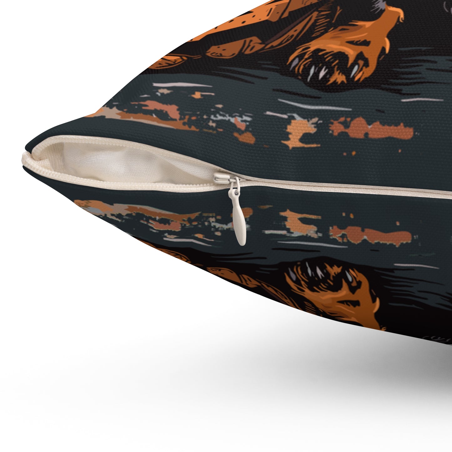 #23 Halloween Inspired Black & Tan Long-Haired Dachshund Throw Pillow