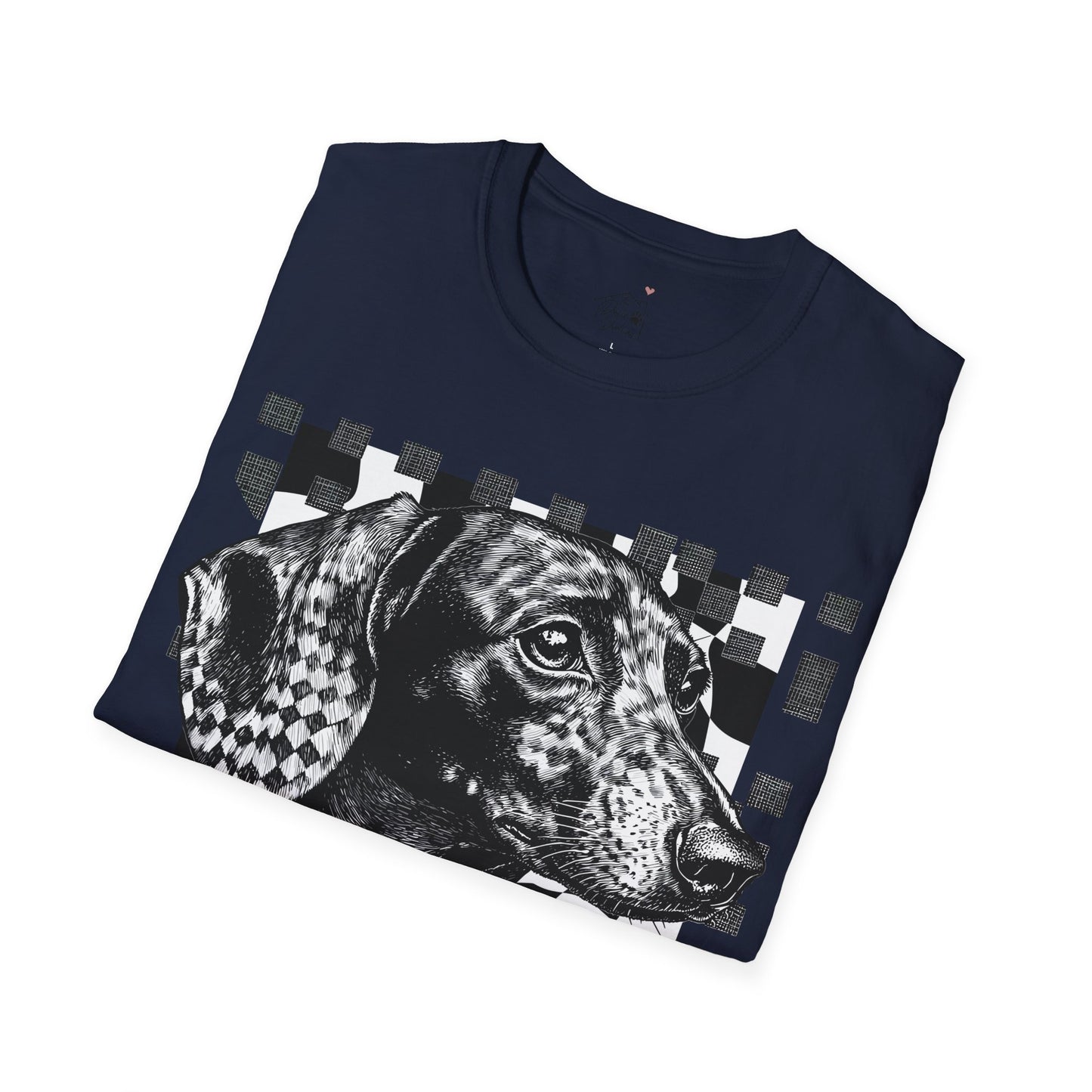 "Smooth Checked" Black & Tan Smooth-Haired Dachshund Unisex Softstyle T-Shirt