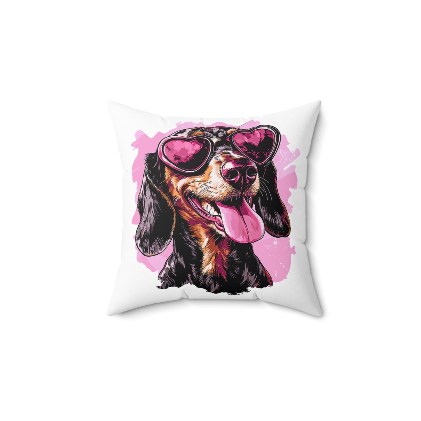 "Heart Eyes" Black & Tan Smooth-Haired Dachshund Square Throw Pillow