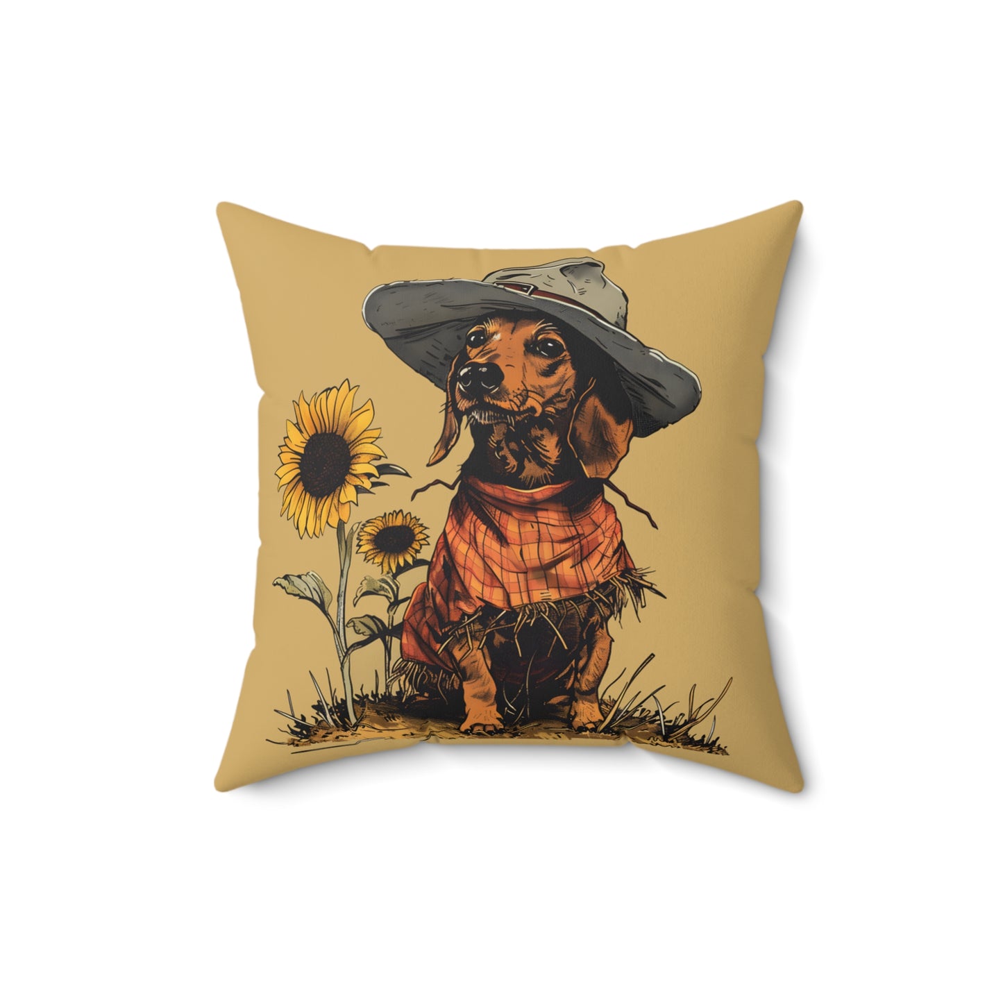 #7 Autumn Inspired Tan Smooth-Haired Dachshund Throw Pillow