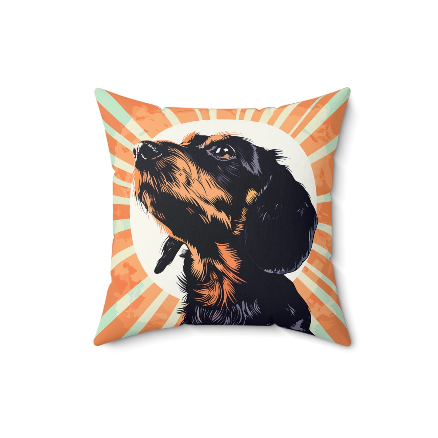"Sunset" Wire-Haired Dachshund Square Throw Pillow