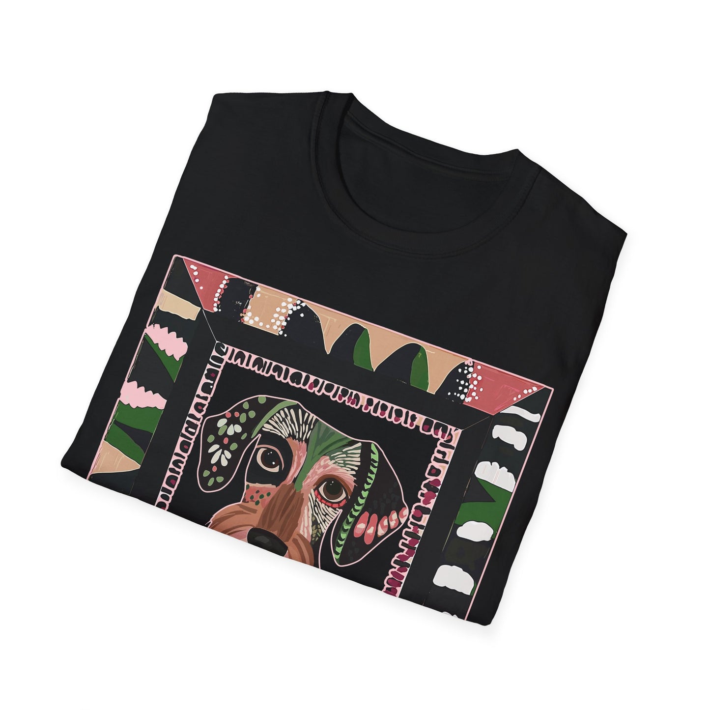 "Wired Wacky Frame" Wire-Haired Dachshund Unisex Softstyle T-Shirt