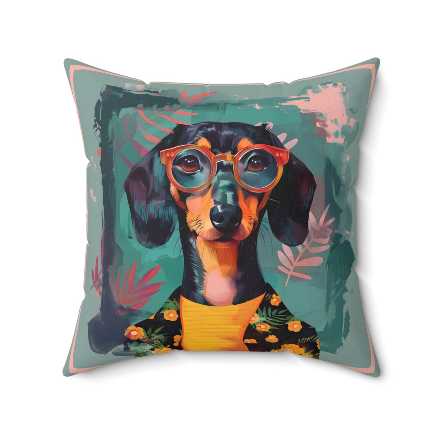 "Cool" Smooth-Haired Dachshund Square Throw Pillow