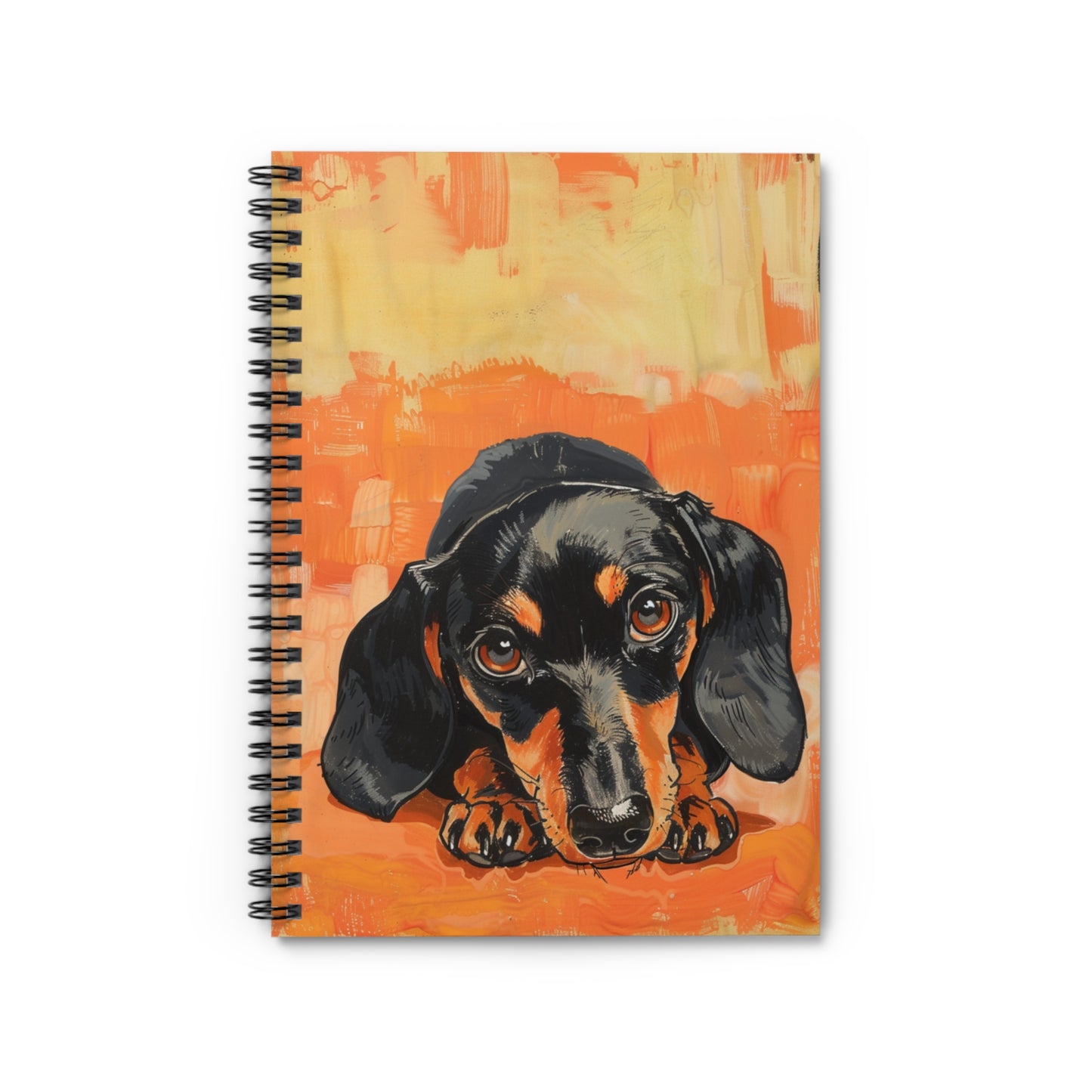 "Paws" Black & Tan Smooth-Haired Dachshund Ruled Line Spiral Notebook