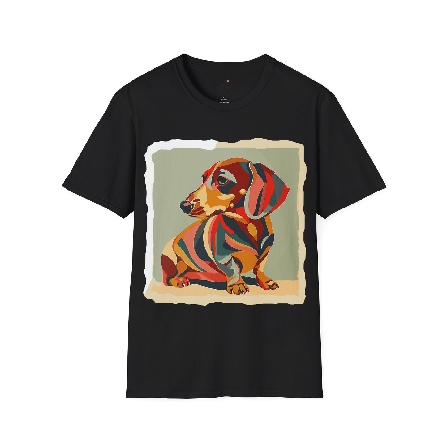 "Facet Hound" Tan Smooth-Haired Dachshund Unisex Softstyle T-Shirt