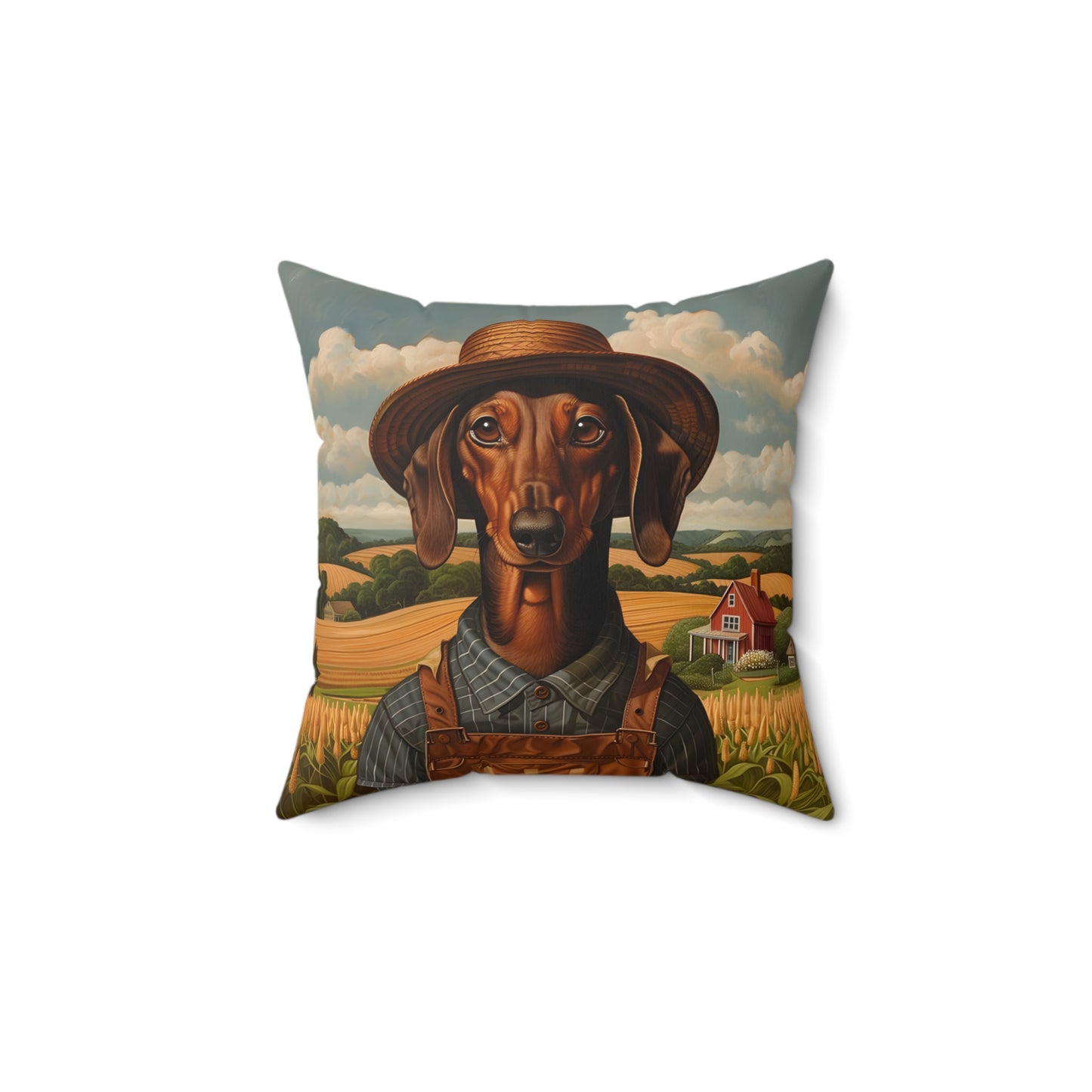 #2 Autumn Inspired Tan Smooth-Haired Dachshund Throw Pillow