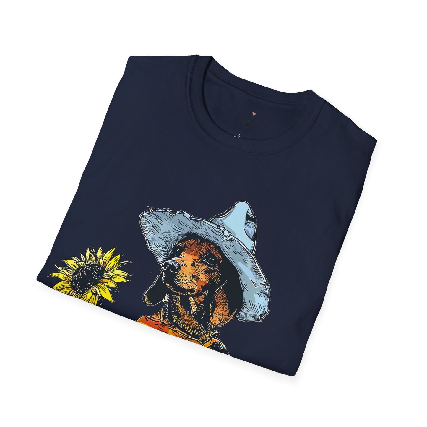 "Sunflowers" Tan Smooth-Haired Dachshund Unisex Softstyle T-Shirt