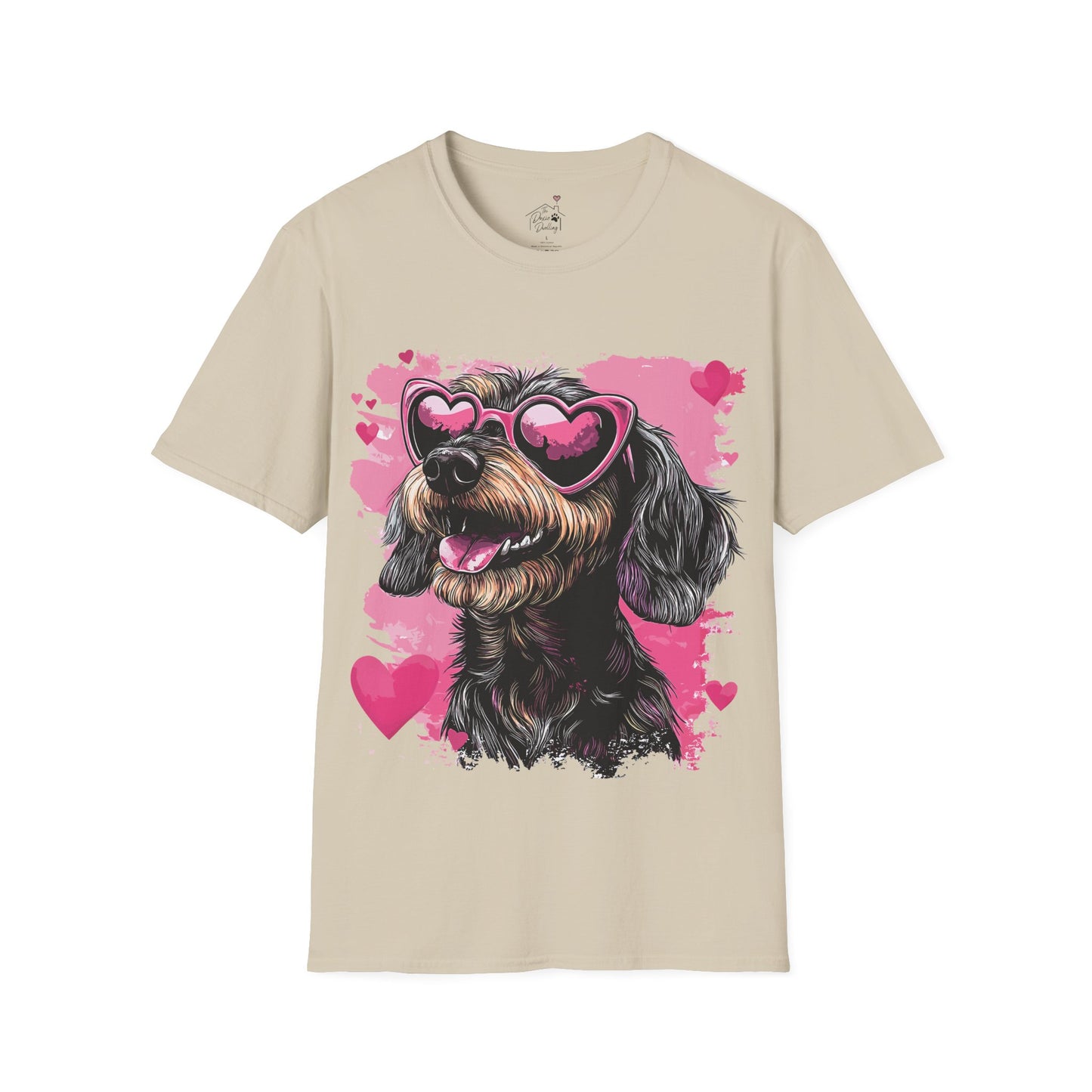 "Wired Heart" Wire-Haired Dachshund Unisex Softstyle T-Shirt