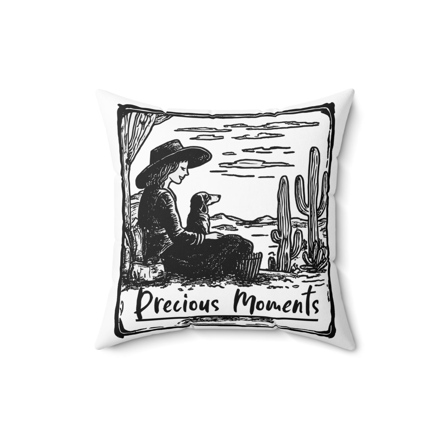 "Precious Moments" Smooth-Haired Dachshund Square Throw Pillow