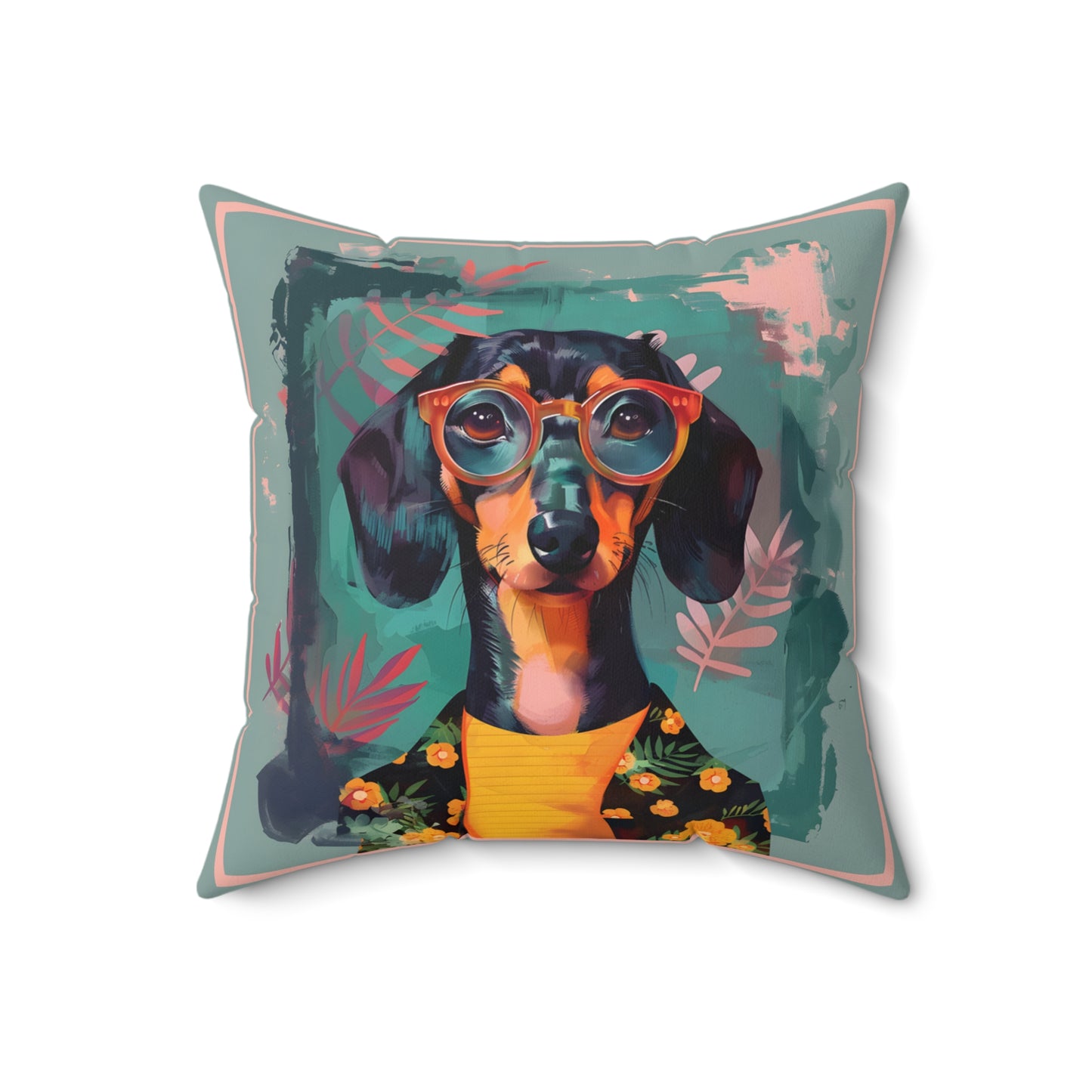 "Cool" Smooth-Haired Dachshund Square Throw Pillow