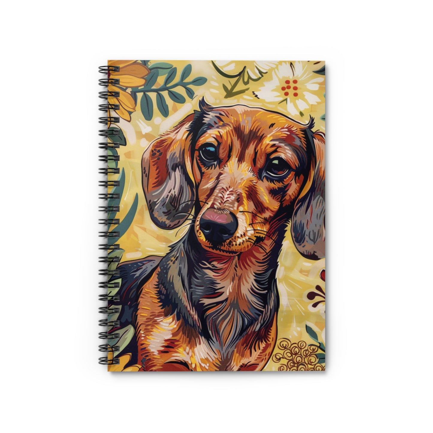 "Cadmium" Tan Smooth-Haired Dachshund Ruled Line Spiral Notebook