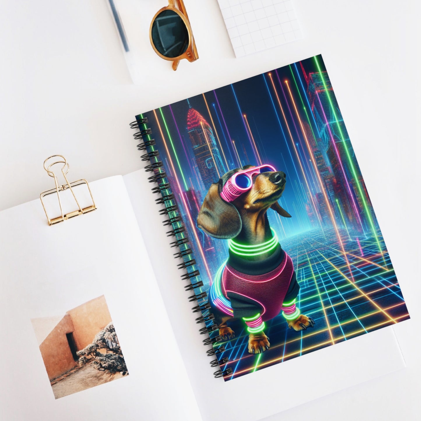 "The Dachshund Has Entered The Grid" Black & Tan Smooth-Haired Dachshund Ruled Line Spiral Notebook