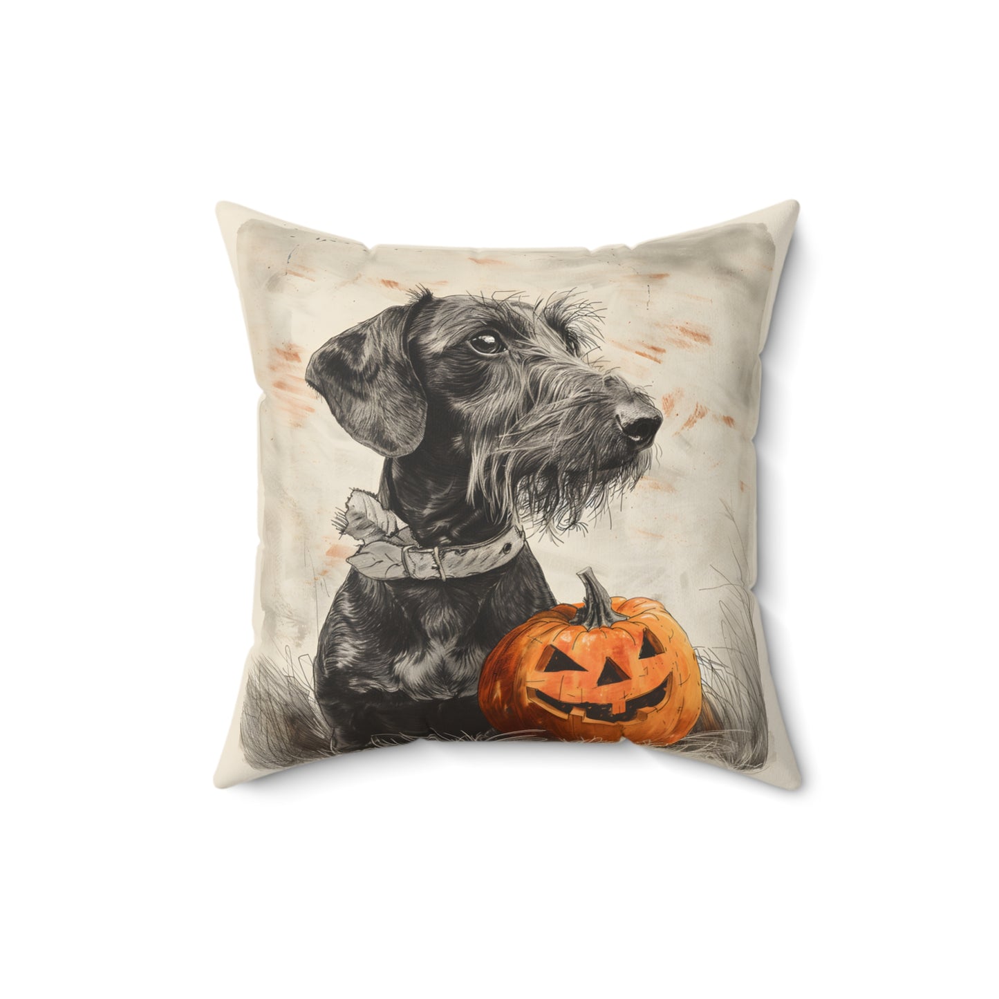 #29 Halloween Inspired Wire-Haired Dachshund Throw Pillow